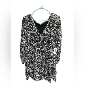 Time and Tru Tiered Babydoll Dress • Size M (8‑10) • Black/White Print • NWT